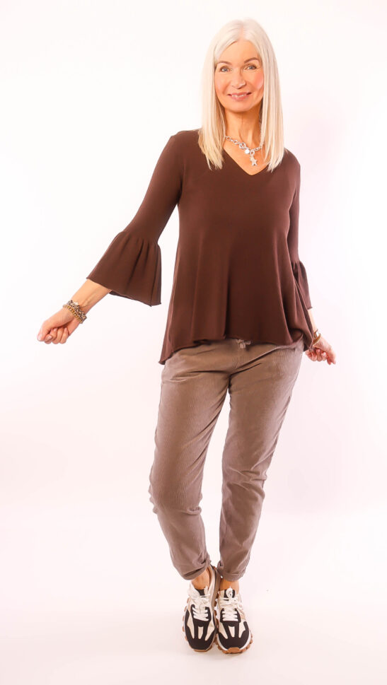 Feinstrick-Pulli "Evina" braun 36-40