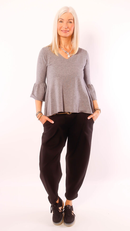 Feinstrick-Pulli "Evina" grau 36-40