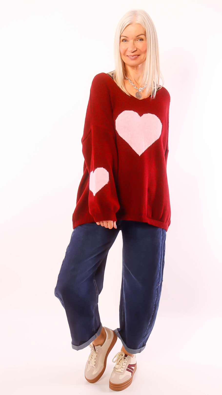 Strickpulli "Love" bordeaux 38-44 – Bild 2