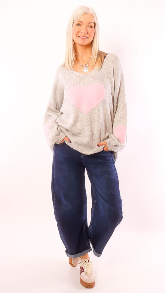 Strickpulli "Love" grau 38-44